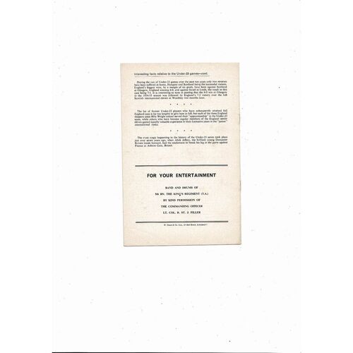 1963 England v West Germany U23 International Football Programme @ Liverpool