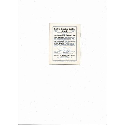 1958/59 Ipswich Town v Lincoln City Football Programme