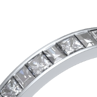 18ct 3.1mm DIAMOND SET princess and baguette channel