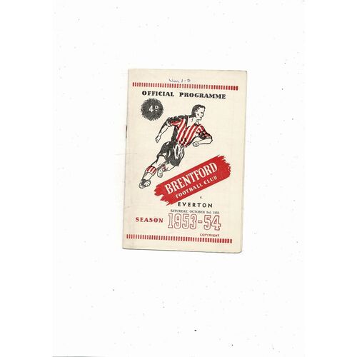 1953/54 Brentford v Everton Football Programme