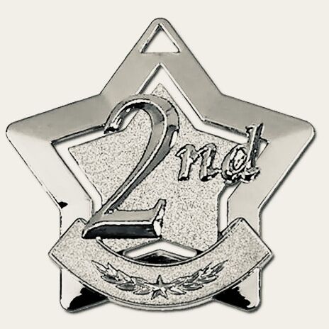 Mini Star 1st 2nd 3rd Place Medal 60mm (2 3/8")
