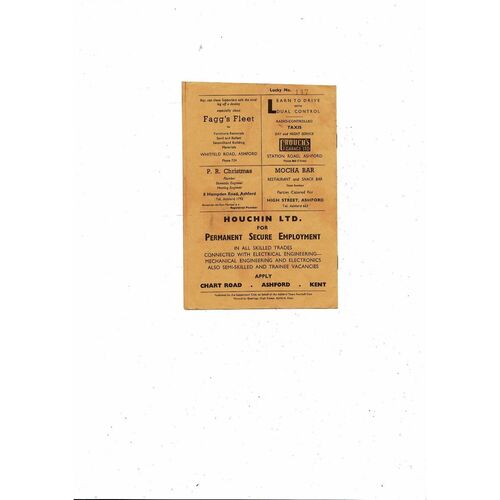 1966/67 Ashford Town v Hastings United Southern League Football Programme