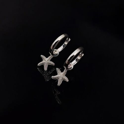 Sterling silver starfish hinged huggie earrings 