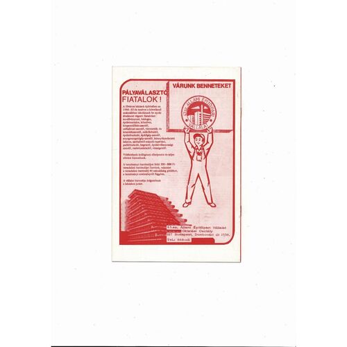 Honved v Steaua Bucharest European Cup Football Programme 1985/86