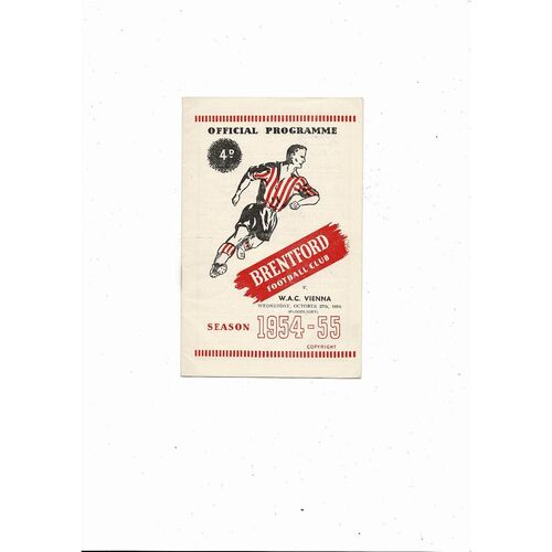 Brentford v Vienna Friendly Football Programme 1954/55