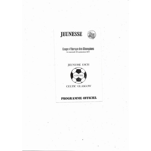 Jeunesse v Celtic European Cup Football Programme 1977/78