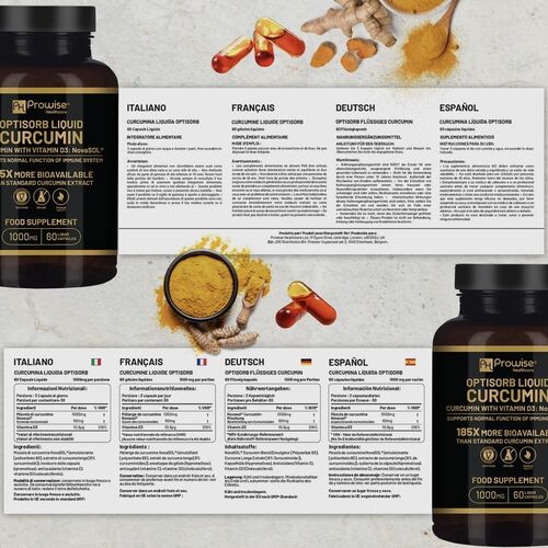 Prowise Optisorb Liquid Curcumin with Vitamin D3 1000mg 60 liquid capsules