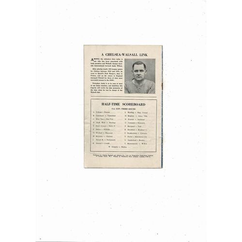 1954/55 Chelsea v Walsall Championship Season FA Cup Football Programme
