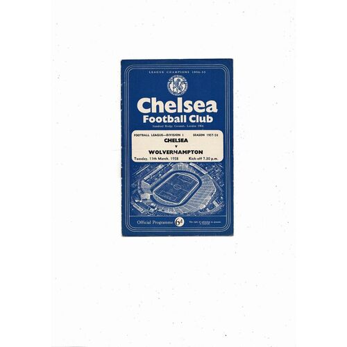 1957/58 Chelsea v Wolves Football Programme