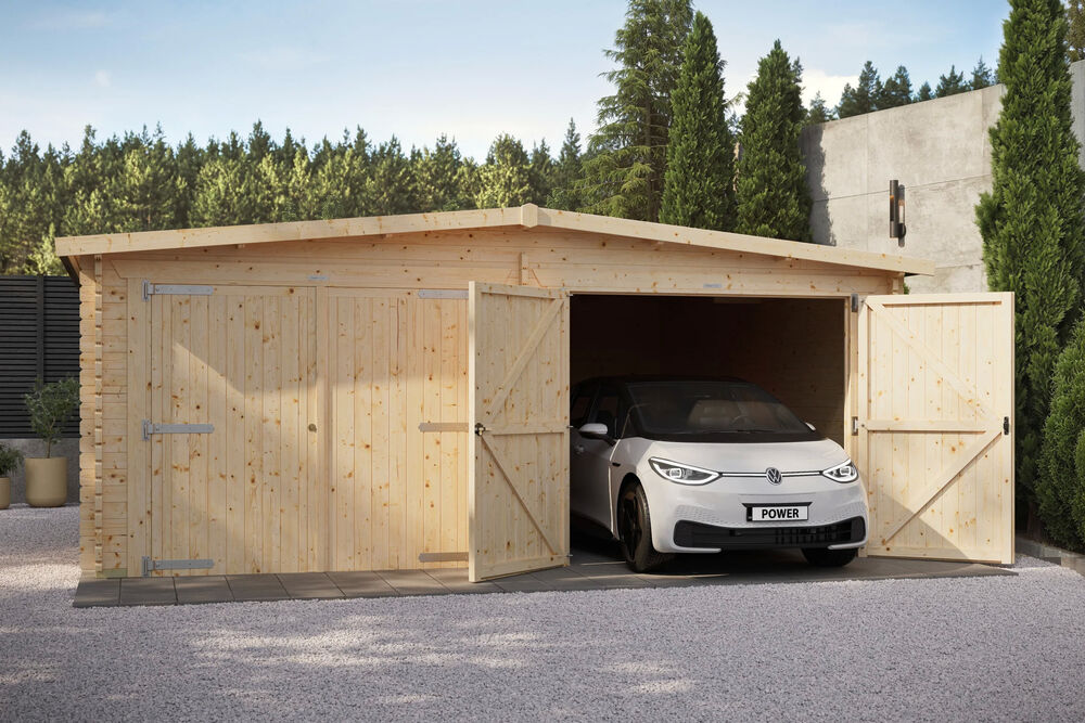 Apex Log Cabin Double Garage 14x20