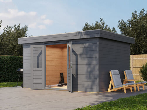 4.2mtr x 3.0mtr 44mm walled Flat Roof Cabin