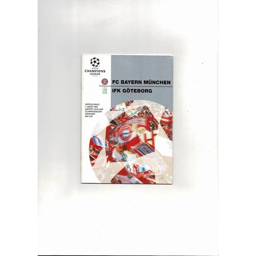 Bayern Munich v Gothenburg UEFA Champions League Football Programme 1994/95