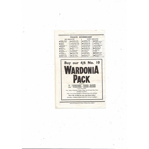 Sheffield United v Manchester City Central League Football Programme 1961/62