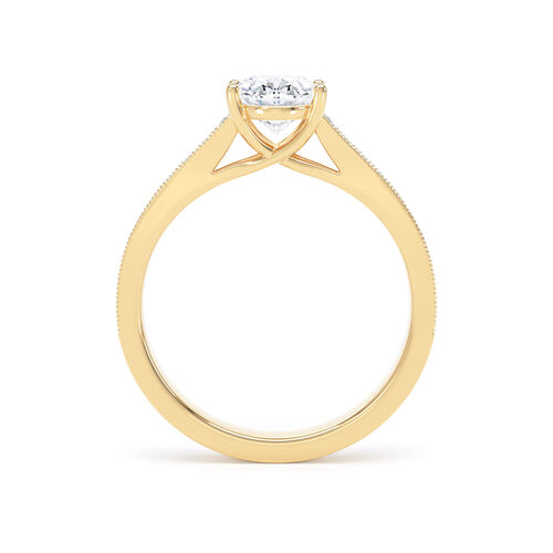 Vintage style oval solitaire with diamond set shoulders