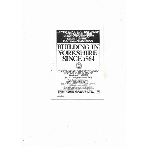 Monkbridge v The Gate Sunday Snr Cup Final Football Programme 1994 @ Leeds Utd