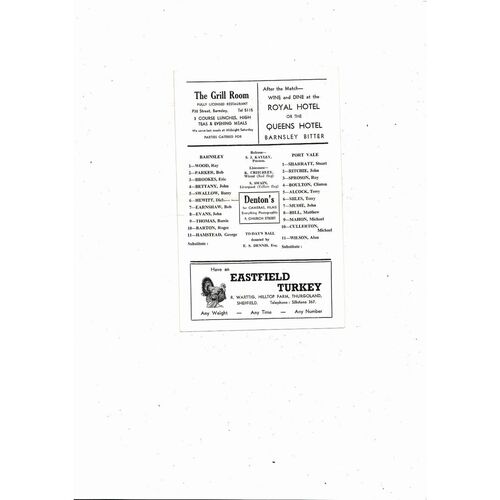 1966/67 Barnsley v Port Vale FA Cup Football Programme