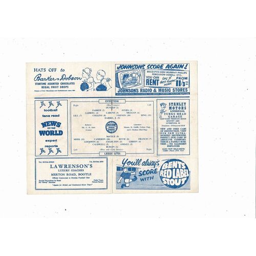 1959/60 Everton v Leeds United Football Programme
