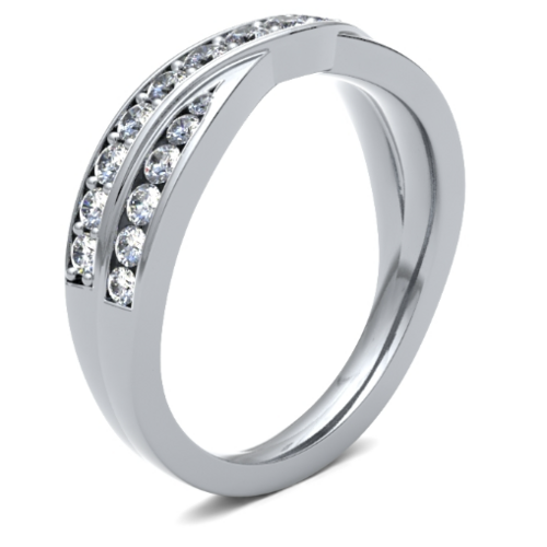 9ct 5mm DIAMOND SET round brilliant cut crossover band