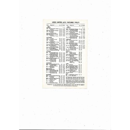 Leeds United v Coventry City Central League Football Programme 1970/71