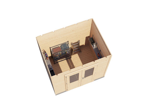 2.4mtr x 1.8mtr 28mm walled Flat Roof Cabin