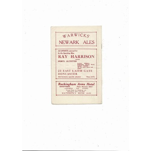 1955/56 Doncaster Rovers v Sheffield Wednesday Football Programme