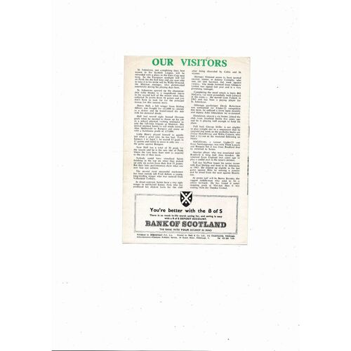 1968/69 Hibernian v St Johnstone Football Programme