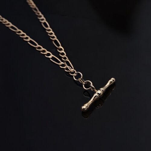 9ct gold figaro necklace with T-bar