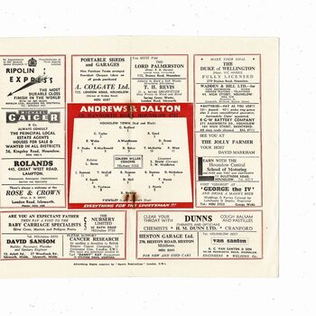 Hounslow Town v Yiewsley FA Cup Football Programme 1958/59