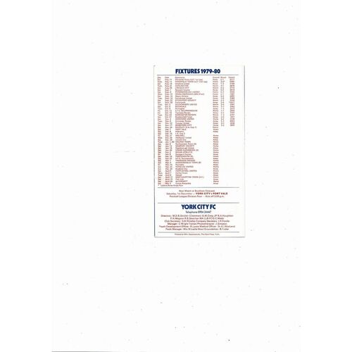 York City v Mossley FA Cup Football Programme 1979/80