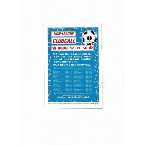 1988 Colne Dynamoes v Emley FA Vase Final Football Programme