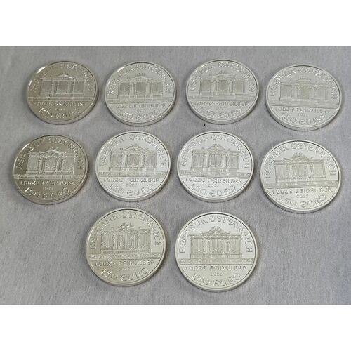 2022 10 x Austrian Philharmonic 1oz silver coin - 311g