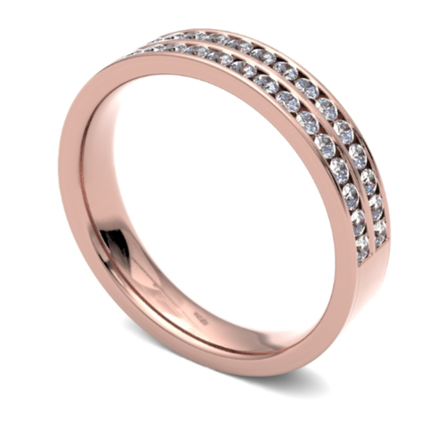 18ct 4mm DIAMOND SET double row round brilliant cut channel