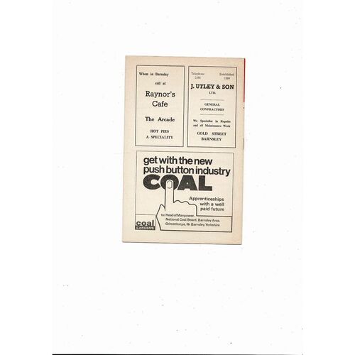 1968/69 Barnsley v Brighton Football Programme