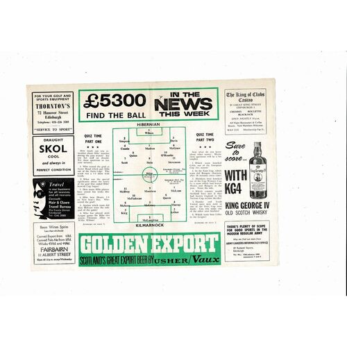 1967/68 Hibernian v Kilmarnock Football Programme