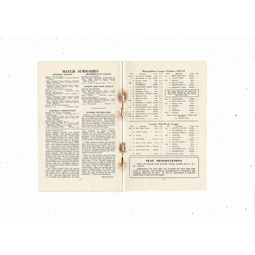 1954/55 Chelsea v Portsmouth Championship Season Football Programme