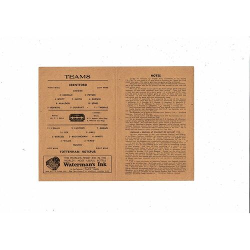 1945/46 Brentford v Tottenham Hotspur FA Cup Football Programme