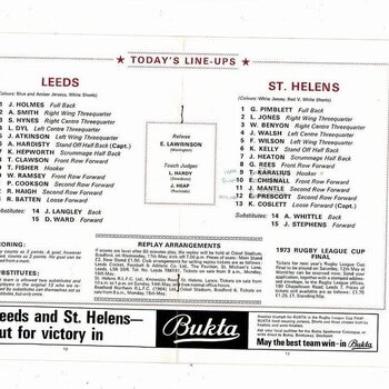 1972 Leeds v St. Helens Rugby League Challenge Cup Final Programme & Match ticket