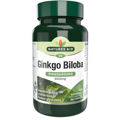 Ginkgo Biloba Standardised by Natures Aid 6000mg - 90 Tablets