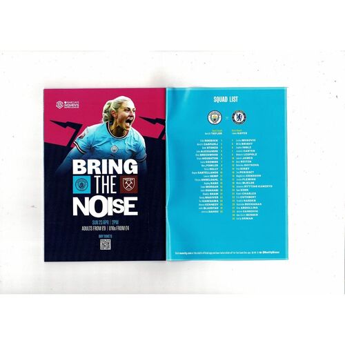 2022/23 Manchester City v Chelsea Womens Super League Football Programme