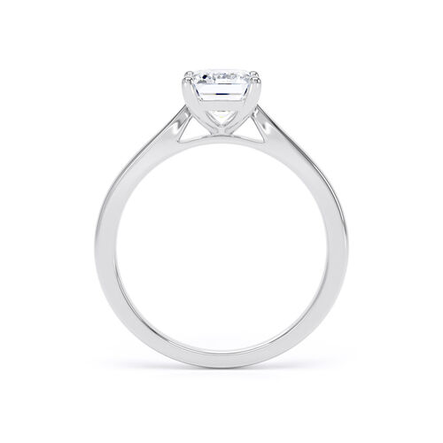 Emerald cut solitaire with diamond set shoulders