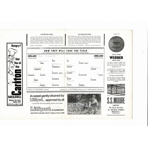 1971 Northern Ireland v England Football Programme