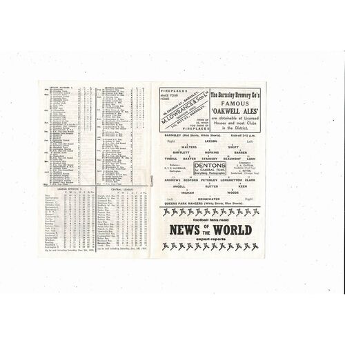 1959/60 Barnsley v Queens Park Rangers Football Programme