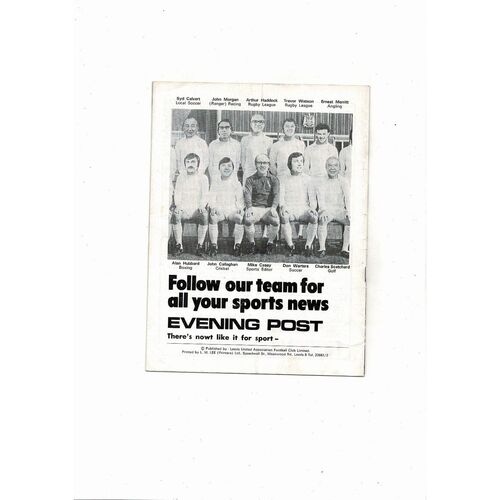 Leeds United v Hibernian UEFA Cup Football Programme 1973/74