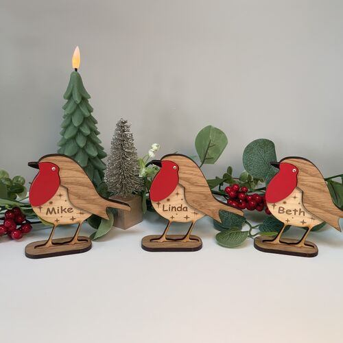 Robin Family Freestanding Christmas Decoration