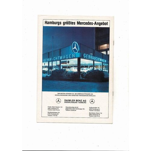 1982 Hamburg v Goteborg UEFA Cup Final Football Programme