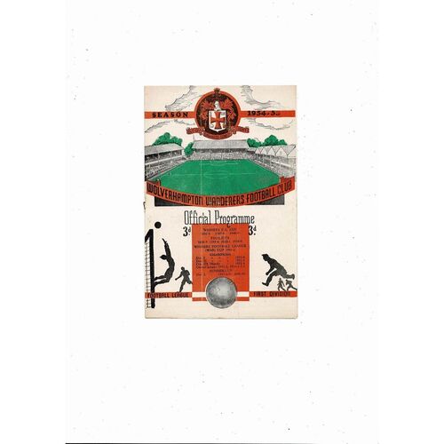 1954/55 Wolves v Bolton Wanderers Football Programme