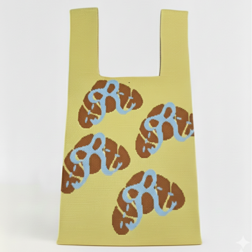 Bow & Croissant Knit Bag