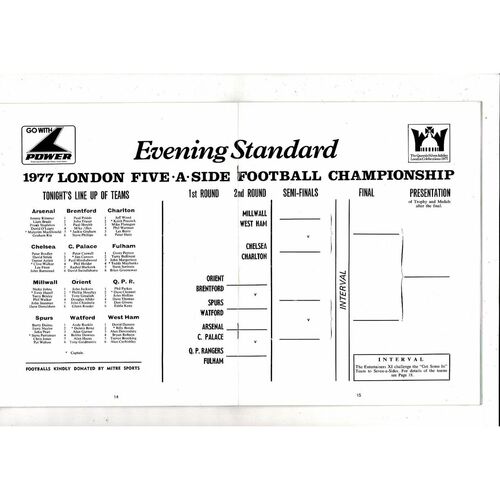1977 London Five a side Football Programme