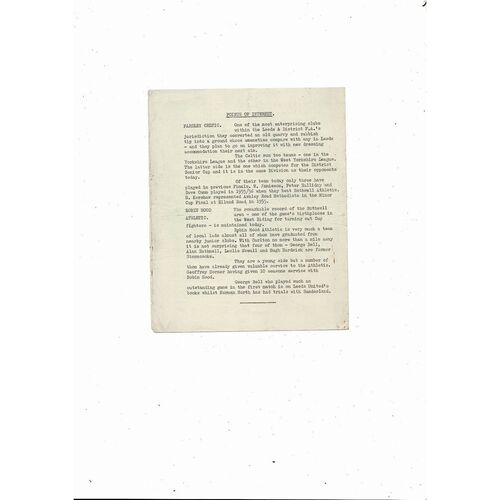 Farsley v Robin Hood Ath Leeds Snr Cup Final Rep Programme 1961 @ Leeds United
