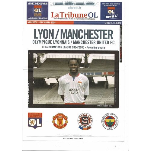 Olympique Lyonnais v Manchester United Champions League Newspaper Football Programme 2004/05
